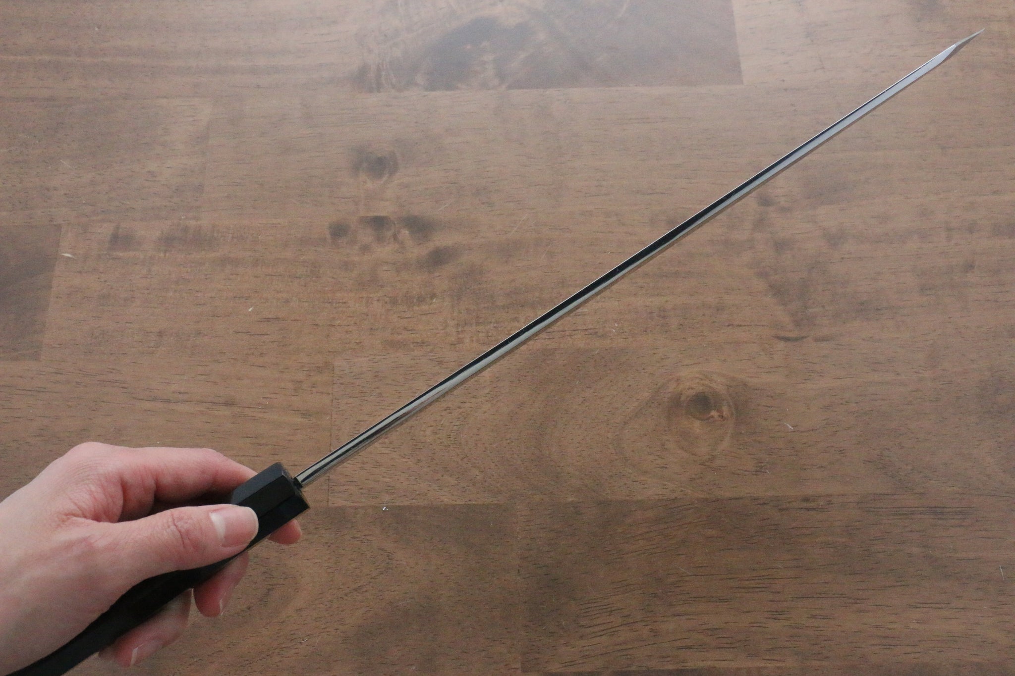 堺 孝行 飛燕 青ニ鋼 本焼 鏡面仕上げ 切付柳刃包丁  300mm 黒檀柄 鞘付き - 清助刃物