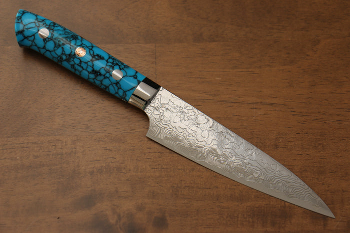 佐治 武士 R2/SG2 ダイヤモンド仕上げ ペティーナイフ 和包丁 130mm 青ターコイズ 柄