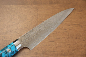 佐治 武士 R2/SG2 ダイヤモンド仕上げ ペティーナイフ 和包丁 130mm 青ターコイズ 柄 - 清助刃物