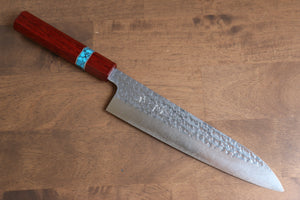 黒崎 優 閃光 R2/SG2 鎚目 牛刀包丁  210mm パドック (口輪：ターコイズ)柄 - 清助刃物
