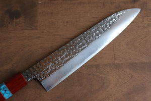黒崎 優 閃光 R2/SG2 鎚目 牛刀包丁  210mm パドック (口輪：ターコイズ)柄 - 清助刃物