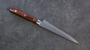 清助 スウェーデン鋼 鎚目 ペティーナイフ  150mm マホガニー柄 - 清助刃物