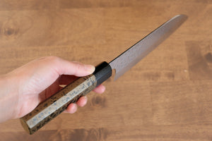 黒崎 真 SPG2 鎚目(丸) 三徳包丁 和包丁 165mm 木材(和紙×金錫）柄 - 清助刃物