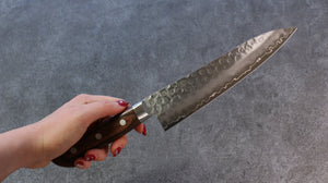 清助 スウェーデン鋼 鎚目 牛刀包丁 和包丁 180mm マホガニー柄 - 清助刃物