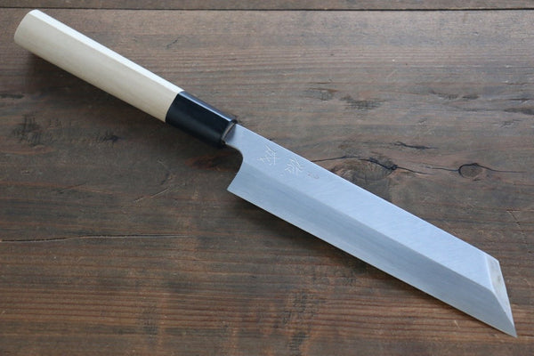 佑成 白ニ鋼 本霞 ムキ物包丁 180mm 朴柄 – 清助刃物 Japan