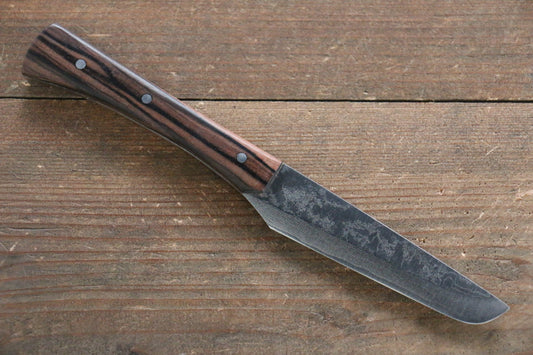 尾形 峻吾 V金10号 ダマスカス ミニナイフ  90mm 黒檀柄 - 清助刃物