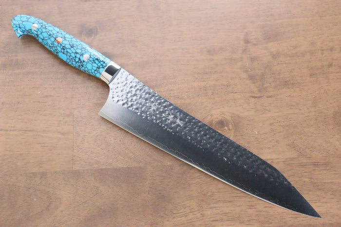 黒崎 優 閃光 R2/SG2 鎚目 牛刀包丁  240mm ターコイズ柄