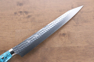 黒崎 優 閃光 R2/SG2 鎚目 筋引包丁  270mm ターコイズ柄 - 清助刃物