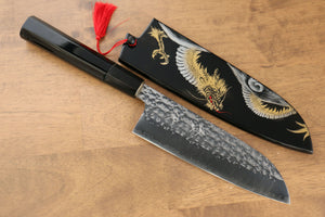 黒崎 優 閃光 R2/SG2 鎚目 龍  沈金 三徳包丁 和包丁 165mm 漆塗り柄 鞘付き - 清助刃物