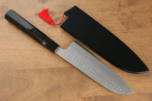 黒崎 優 閃光 R2/SG2 鎚目 龍  沈金 三徳包丁 和包丁 165mm 漆塗り柄 鞘付き - 清助刃物