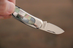 Moki Mini Pendant Pocket Knife w/ Black and White Mother of Pearl - 清助刃物