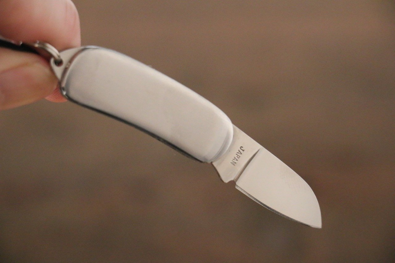 Moki Mini Pendant Pocket Knife w/ Black and White Mother of Pearl - 清助刃物