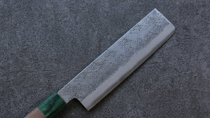 清助 青スーパー鋼 鎚目 菜切包丁 和包丁 165mm ウォルナット (両側緑口輪)柄 - 清助刃物