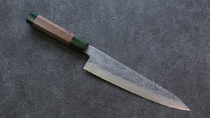 清助 青スーパー鋼 鎚目 牛刀包丁 和包丁 210mm ウォルナット (両側緑口輪)柄 - 清助刃物