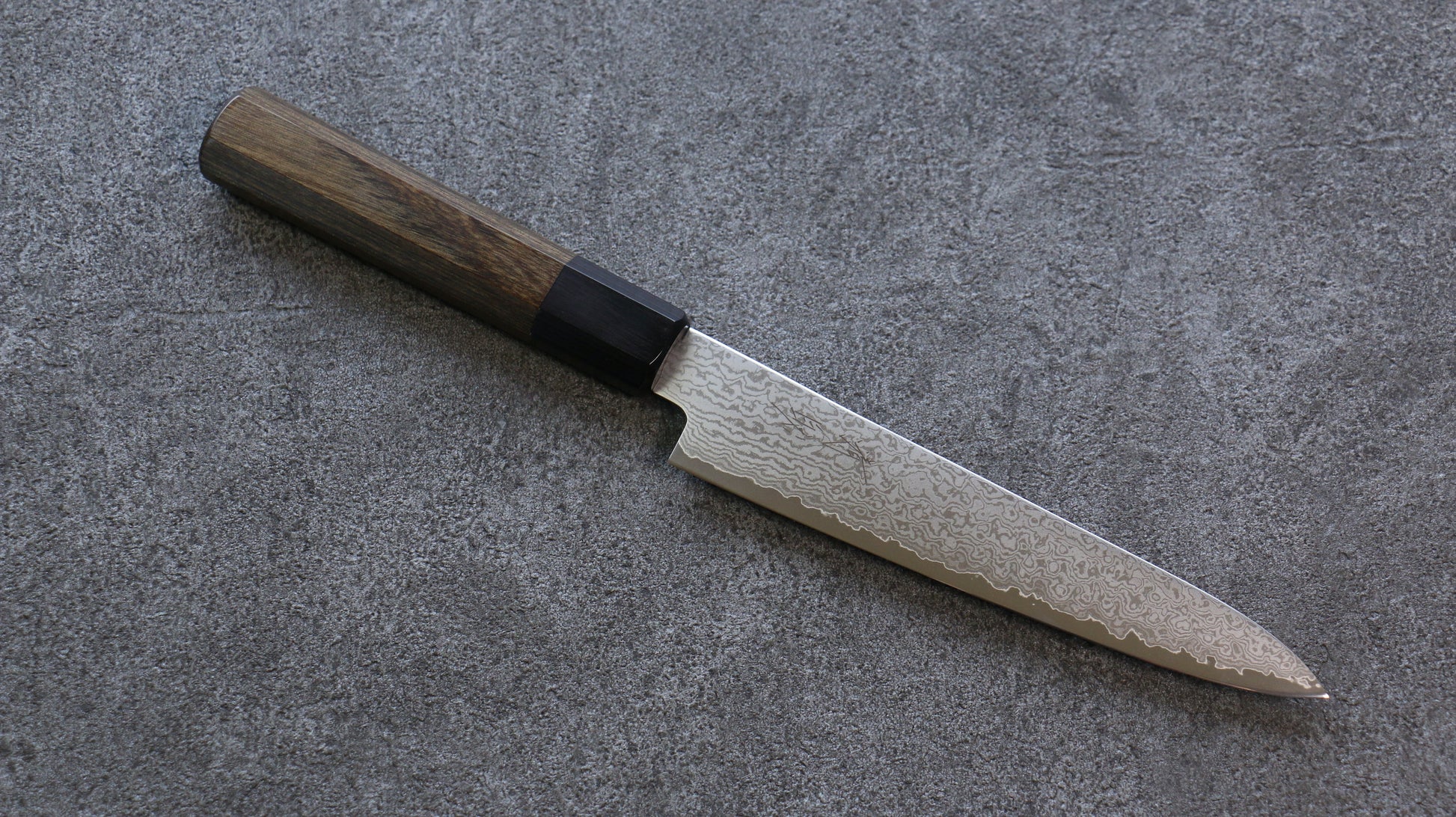 清助 V金10号 ダマスカス ペティーナイフ  150mm グレー合板柄 - 清助刃物