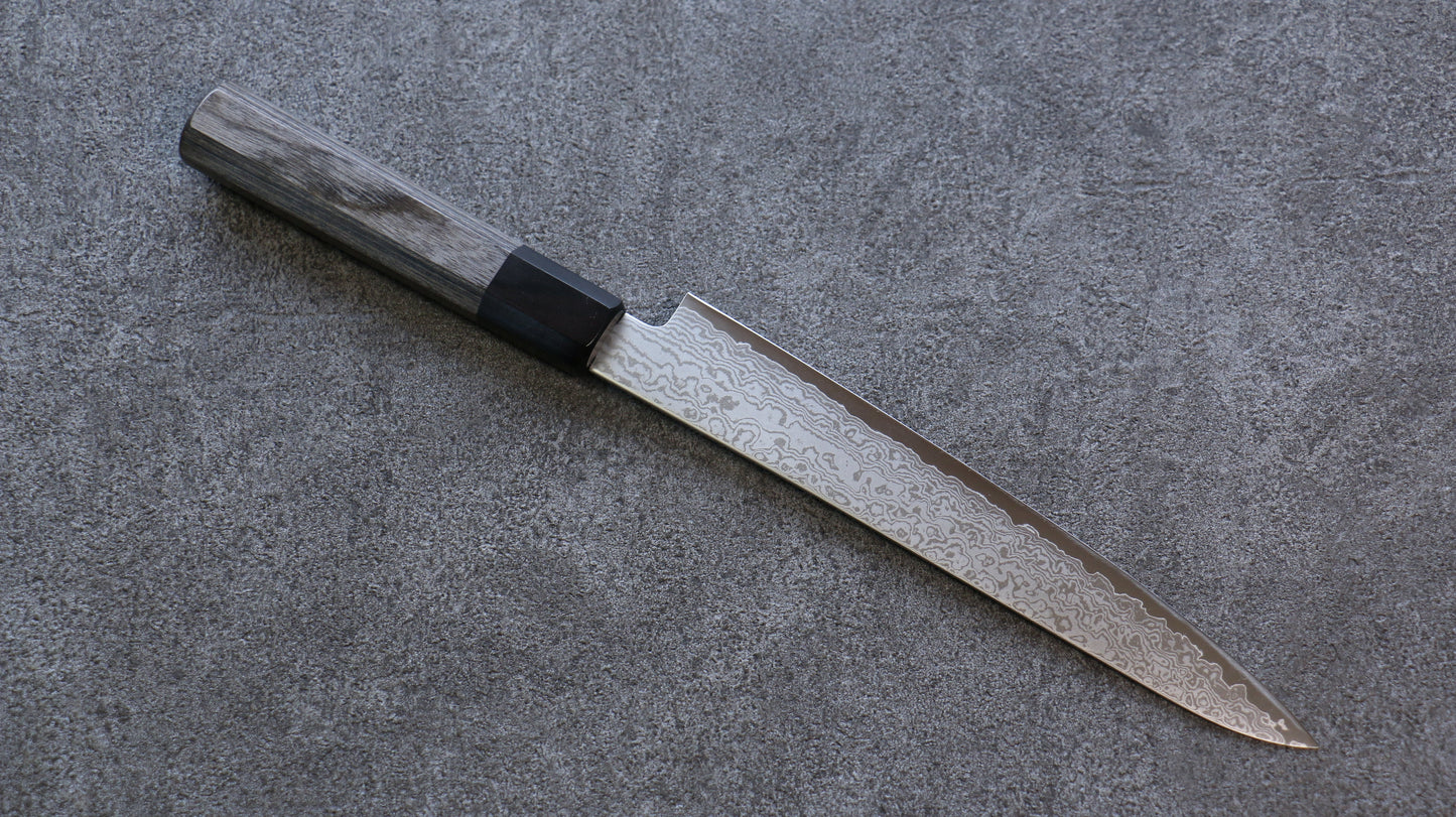 清助 V金10号 ダマスカス ペティーナイフ  180mm グレー合板柄 - 清助刃物