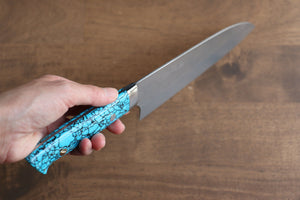 佐治 武士 SRS13 鎚目 三徳包丁 和包丁 180mm 青ターコイズ 柄 - 清助刃物