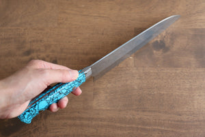 佐治 武士 SRS13 鎚目 三徳包丁 和包丁 180mm 青ターコイズ 柄 - 清助刃物