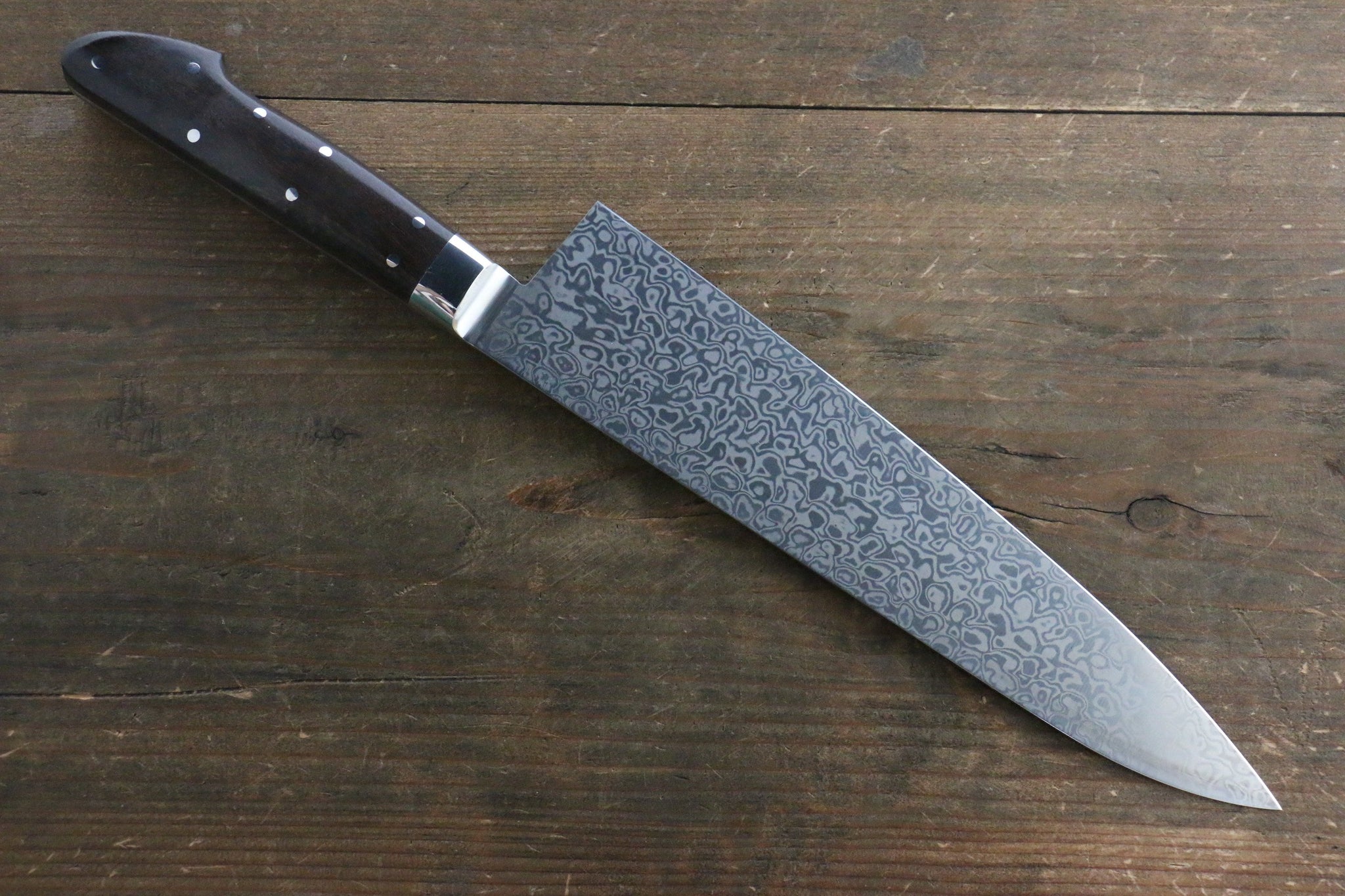 堺 孝行 コアレス ダマスカス 牛刀包丁 210mm デザートアイアンウッド（杉原モデル）柄 - 清助刃物