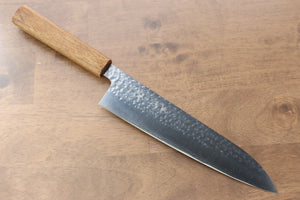 黒崎 優 閃光 R2/SG2 鎚目 牛刀包丁  210mm 樫漆塗り柄 - 清助刃物