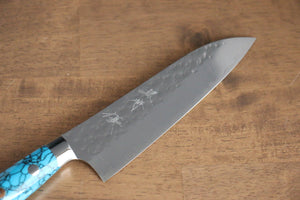 黒崎 優 閃光 R2/SG2 鎚目 小三徳包丁 和包丁 150mm ターコイズ柄 - 清助刃物