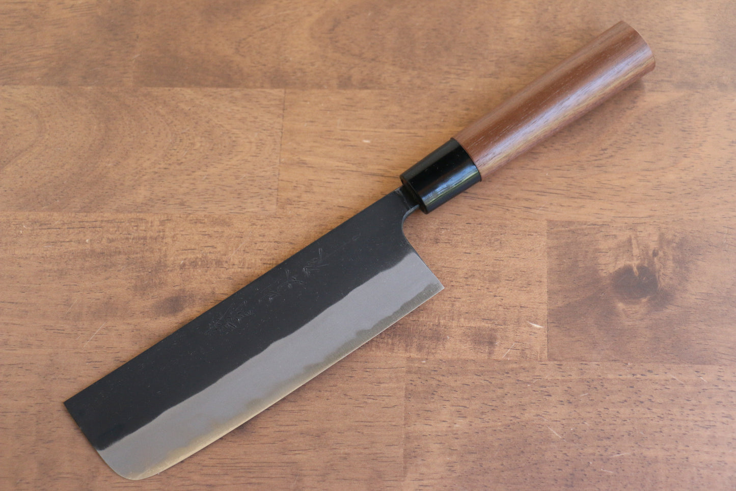 山本 直 青紙 黒打 菜切包丁  165mm ウォルナット柄 - 清助刃物