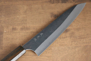 加藤 義実 青スーパー鋼 黒打 牛刀包丁  210mm エンジュ柄 - 清助刃物