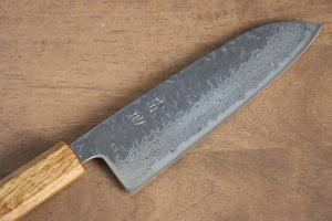清助 月影 AUS10 磨き仕上げ 鎚目 ダマスカス 三徳包丁  170mm 樫柄 - 清助刃物