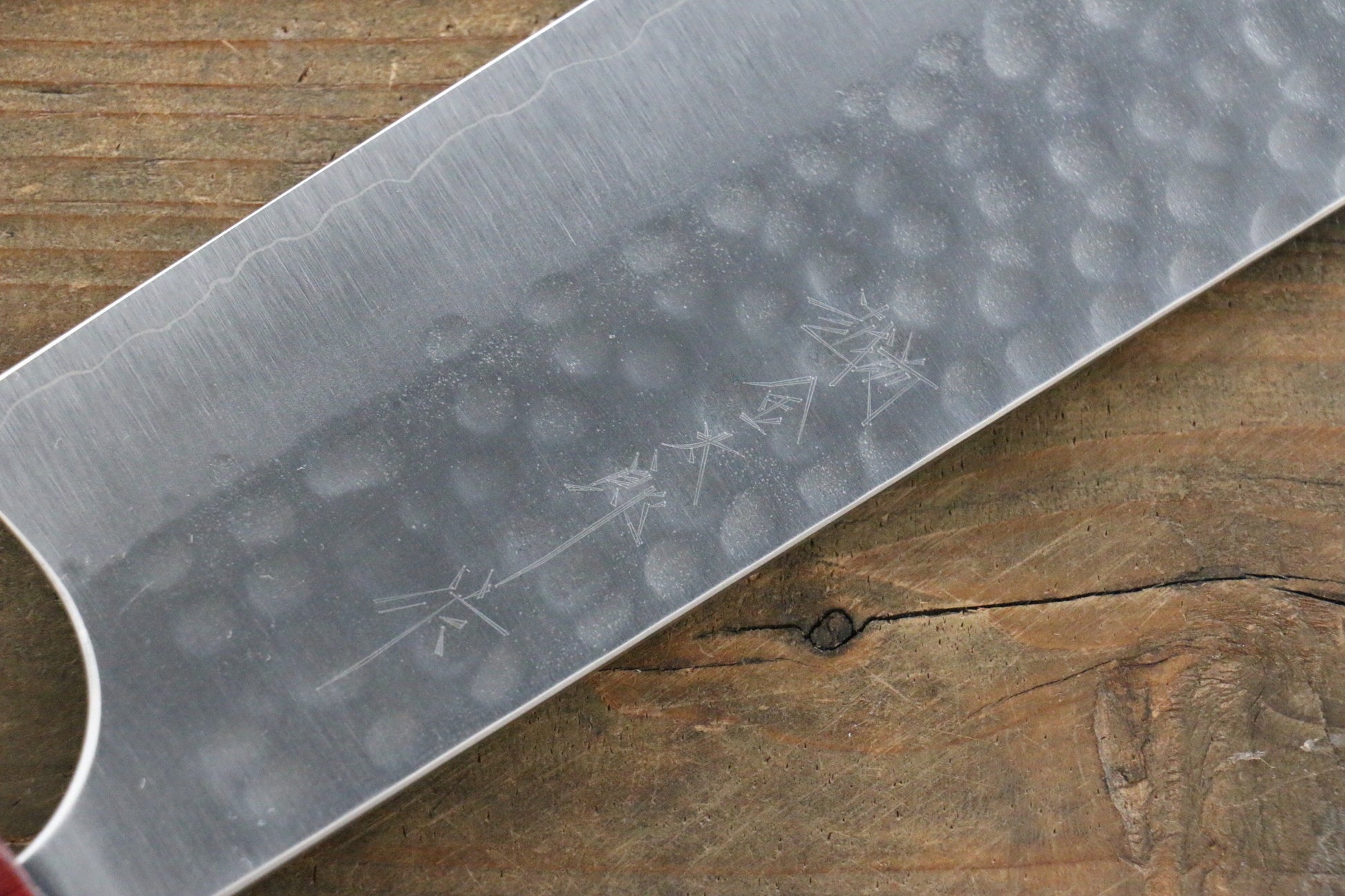 加藤 義実 銀三鋼 鎚目 菜切包丁 165mm  赤ホンジュラスローズウッド柄 - 清助刃物