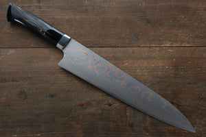 佐治 武士 青ニ鋼 有色ダマスカス 蒔絵 牛刀包丁  240mm 漆塗り柄 - 清助刃物