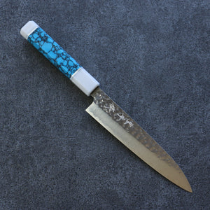 黒崎 優 閃光 R2/SG2 鎚目 ペティーナイフ  150mm ターコイズ(両側白口輪）柄 - 清助刃物
