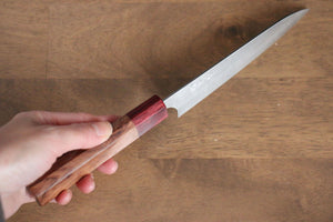 加藤 義実 青スーパー鋼 梨地 ペティーナイフ  150mm 赤ホンジュラス柄 - 清助刃物