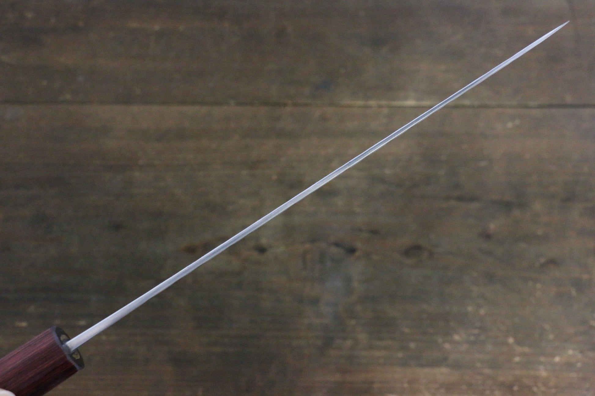加藤 義実 銀三鋼 鎚目 牛刀包丁 210mm  赤ホンジュラスローズウッド柄 - 清助刃物