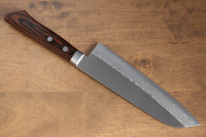 訓平 彩流（さいりゅう） V金10号 磨き仕上げ ダマスカス 三徳包丁  170mm マホガニー柄 - 清助刃物