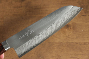 訓平 彩流（さいりゅう） V金10号 磨き仕上げ ダマスカス 三徳包丁  170mm マホガニー柄 - 清助刃物