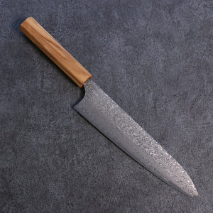 加藤 義実 V金10号 ダマスカス 牛刀包丁 和包丁 210mm オリーブの木柄 - 清助刃物