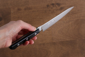 清助 AUS10 45層 鏡面仕上げ ダマスカス ペティーナイフ 和包丁 135mm 黒合板柄 - 清助刃物