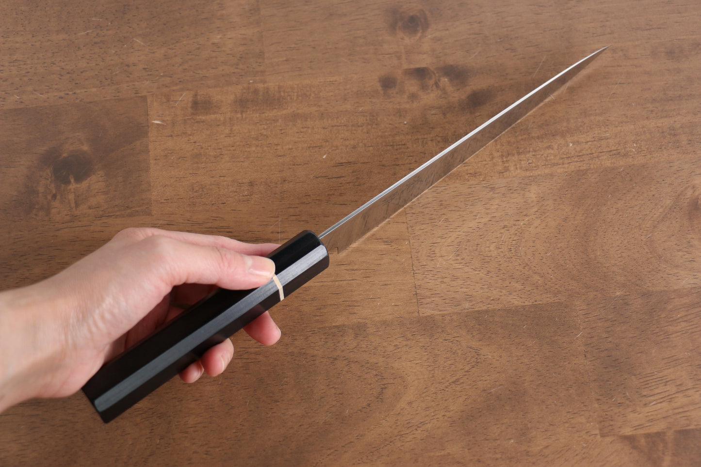 清助 モリブデン鋼（MOL） スライサーナイフ  180mm 黒合板柄 - 清助刃物