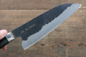 藤原 照康 伝家の宝刀 青スーパー鋼 黒仕上げ 三徳包丁 165mm 黒合板柄 - 清助刃物