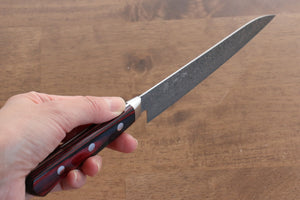 加藤 義実 V金10号 ダマスカス ペティーナイフ 和包丁 150mm 赤合板柄 - 清助刃物