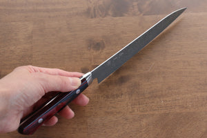 加藤 義実 V金10号 ダマスカス ペティーナイフ  150mm 赤合板柄 - 清助刃物