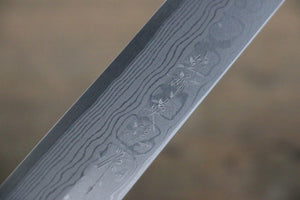 【左利き用】北岡 英雄 白ニ鋼 ダマスカス 柳刃包丁 240mm 紫檀柄 - 清助刃物