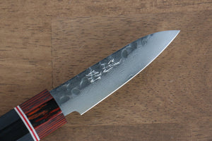 清助 V金10号 ダマスカス パーリングナイフ  80mm 黒合板柄 - 清助刃物