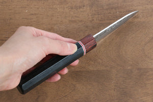 清助 V金10号 ダマスカス パーリングナイフ  80mm 黒合板柄 - 清助刃物
