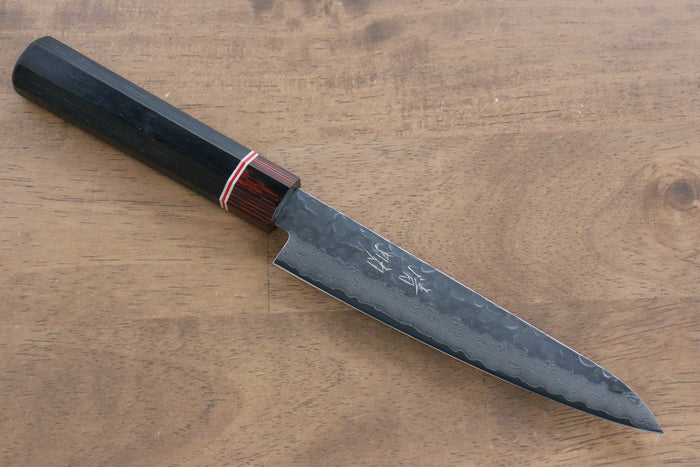 清助 V金10号 ダマスカス ペティーナイフ 和包丁 150mm 黒合板柄