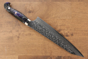 黒崎 優 雫 R2/SG2 鎚目 牛刀包丁 和包丁 210mm 黒アクリル柄 - 清助刃物
