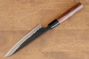 山本 直 青紙 黒打 鎚目(丸) ペティーナイフ  140mm ウォルナット柄 - 清助刃物