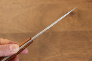 野村 白鋼 ダマスカス ハンターナイフ  100mm アイアンウッド柄 鞘付き - 清助刃物