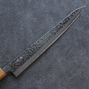 清助 月影 AUS10 磨き仕上げ 鎚目 ダマスカス 筋引包丁 和包丁 270mm 樫柄 - 清助刃物