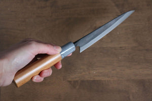 山本 直 白ニ鋼 黒打 ペティーナイフ  140mm 桜柄 - 清助刃物